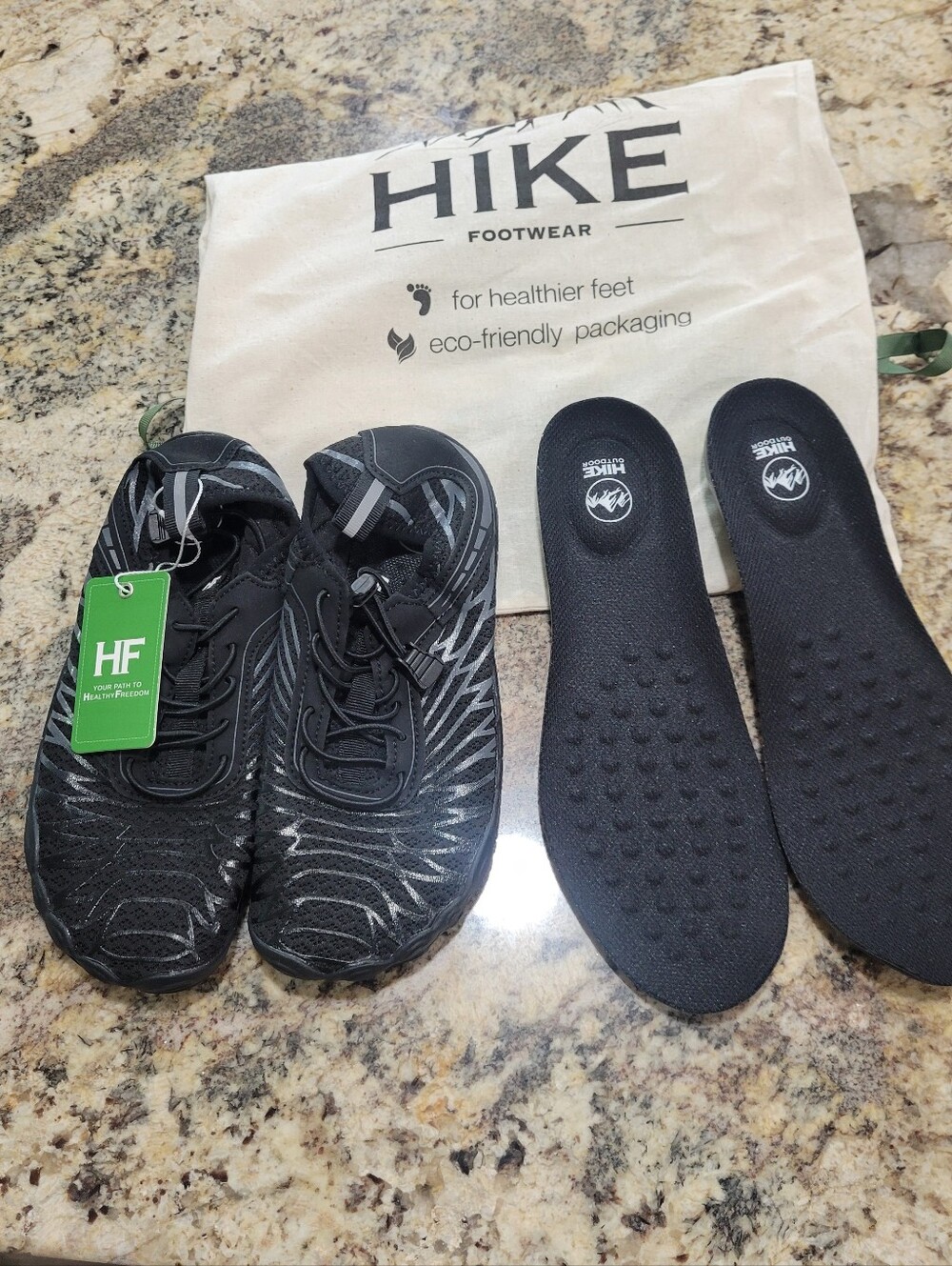 HIKE Black Lightweight Water Shoes with Insoles